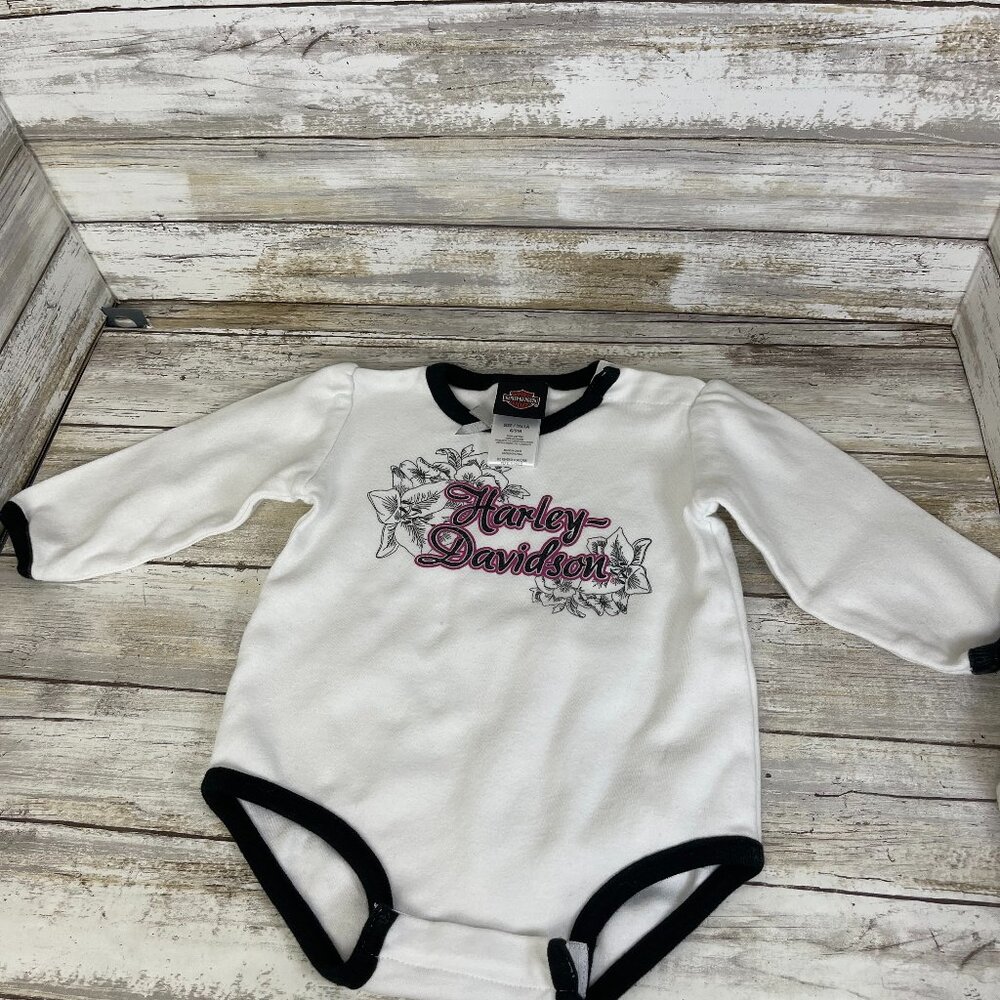 Harley Davidson Baby Girls Size 6/9M Long Sleeve Bodysuit